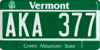 VT license plate AKA377