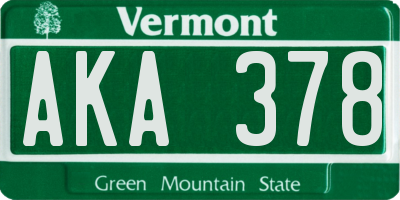 VT license plate AKA378