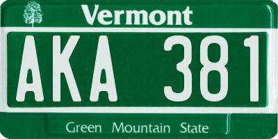 VT license plate AKA381