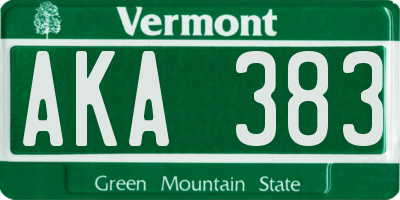 VT license plate AKA383