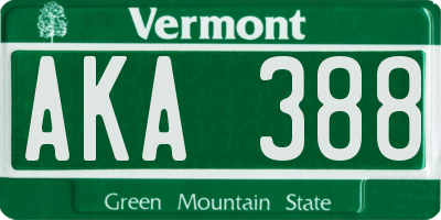 VT license plate AKA388