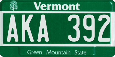 VT license plate AKA392