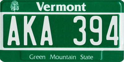 VT license plate AKA394