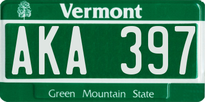 VT license plate AKA397
