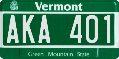 VT license plate AKA401
