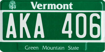 VT license plate AKA406