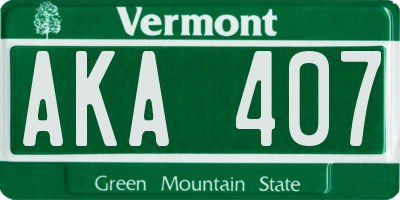 VT license plate AKA407