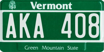 VT license plate AKA408