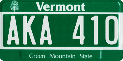 VT license plate AKA410