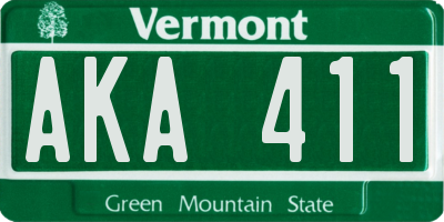 VT license plate AKA411