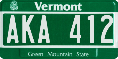 VT license plate AKA412