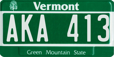 VT license plate AKA413