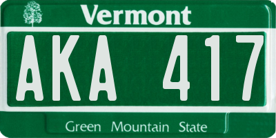 VT license plate AKA417