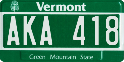 VT license plate AKA418