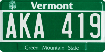 VT license plate AKA419