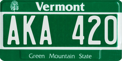 VT license plate AKA420