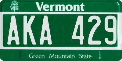 VT license plate AKA429