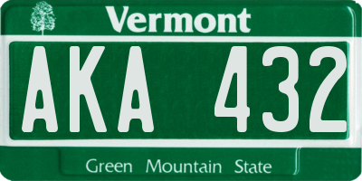 VT license plate AKA432