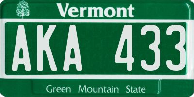 VT license plate AKA433