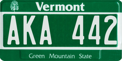 VT license plate AKA442