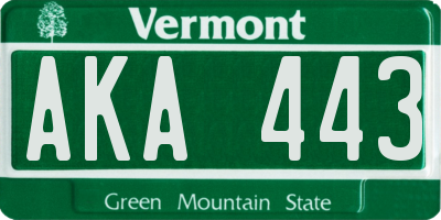 VT license plate AKA443
