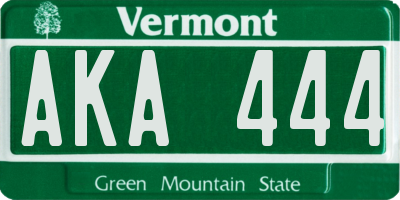 VT license plate AKA444