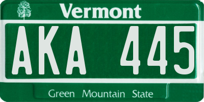 VT license plate AKA445