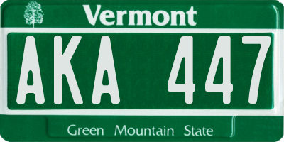 VT license plate AKA447