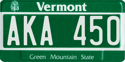 VT license plate AKA450