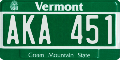 VT license plate AKA451
