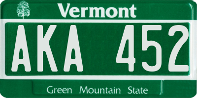 VT license plate AKA452
