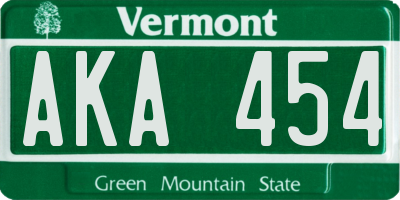 VT license plate AKA454