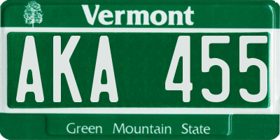 VT license plate AKA455