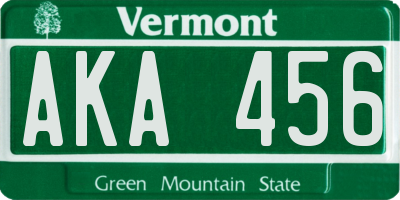 VT license plate AKA456