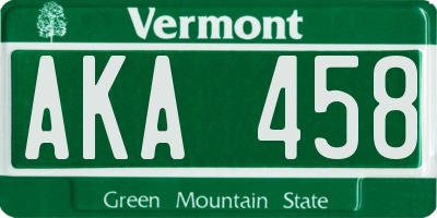 VT license plate AKA458