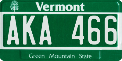 VT license plate AKA466