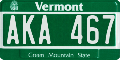 VT license plate AKA467
