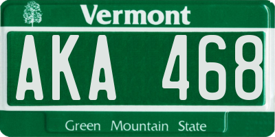 VT license plate AKA468