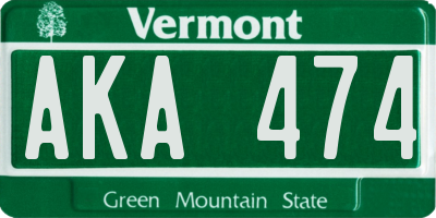 VT license plate AKA474