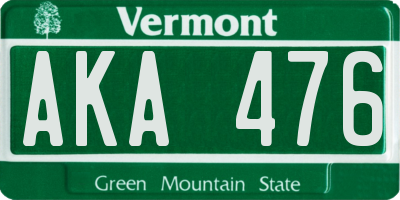 VT license plate AKA476