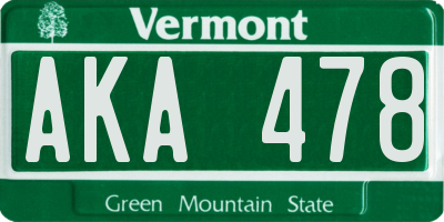 VT license plate AKA478