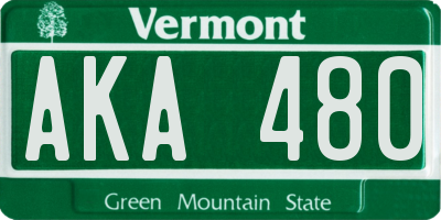 VT license plate AKA480