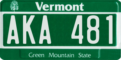 VT license plate AKA481