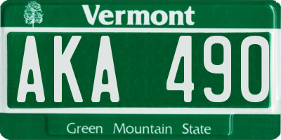 VT license plate AKA490