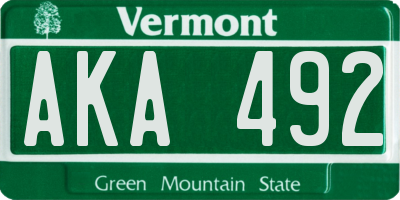 VT license plate AKA492