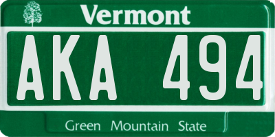 VT license plate AKA494