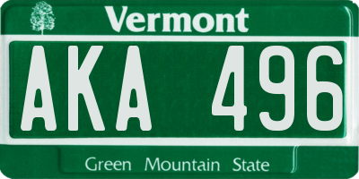 VT license plate AKA496