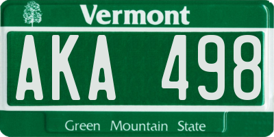 VT license plate AKA498