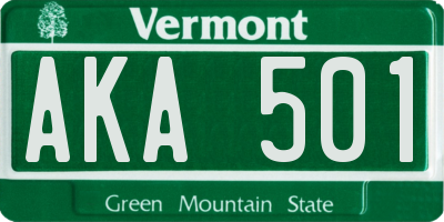 VT license plate AKA501