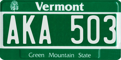VT license plate AKA503